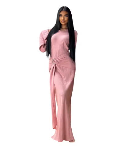 Elegante Maxi Jurk met Metalen Gesp - A-Lijn Damesjurk voor Feesten